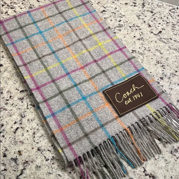 Coach Plaid Wool & Cashmere Scarf EUC - Picture 5 of 5